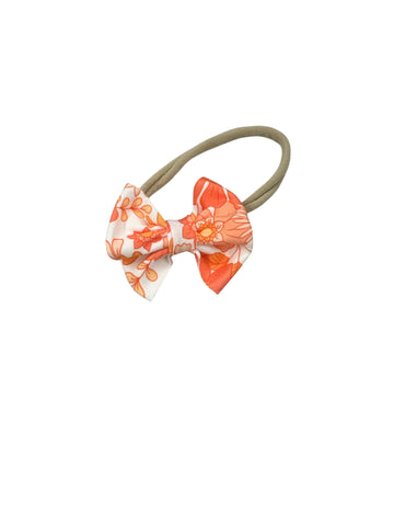 Orange Floral Nylon Bow