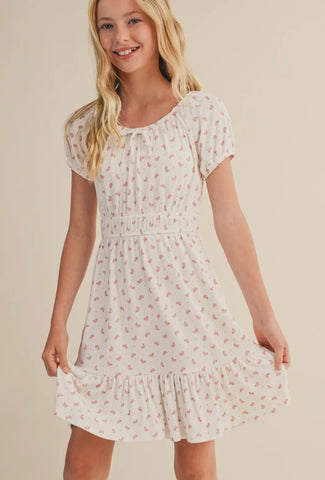 TWEEN GIRLS PUFF SLV SMOCK WAIST DRESS (7-12)