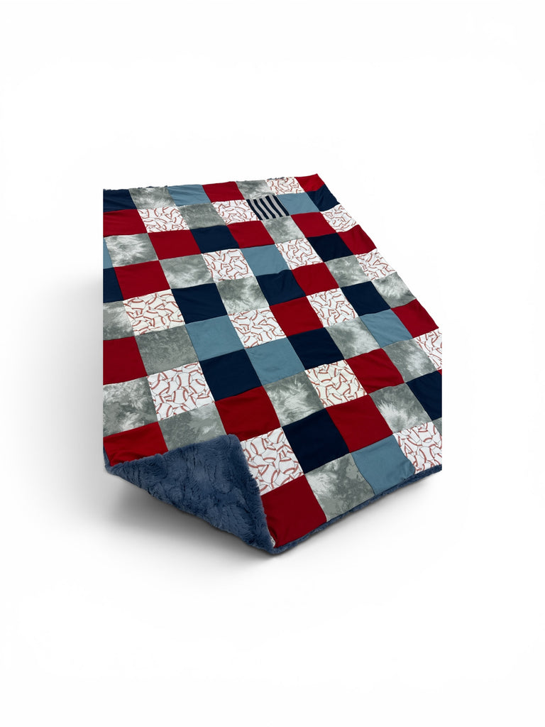 Baseball • Patchwork • Baby Sized Minky Blanket