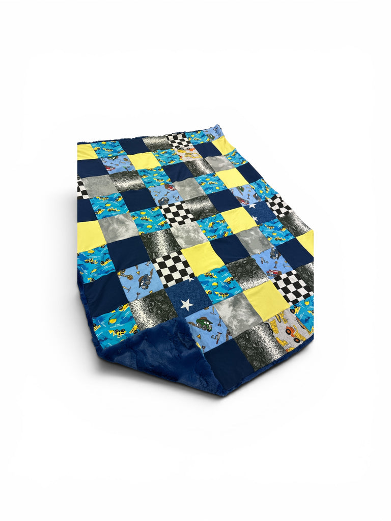 Construction Crew • Patchwork • Baby Sized Minky Blanket