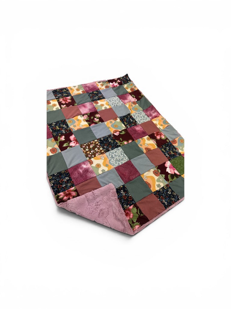 Flower Power • Patchwork • Baby Sized Minky Blanket