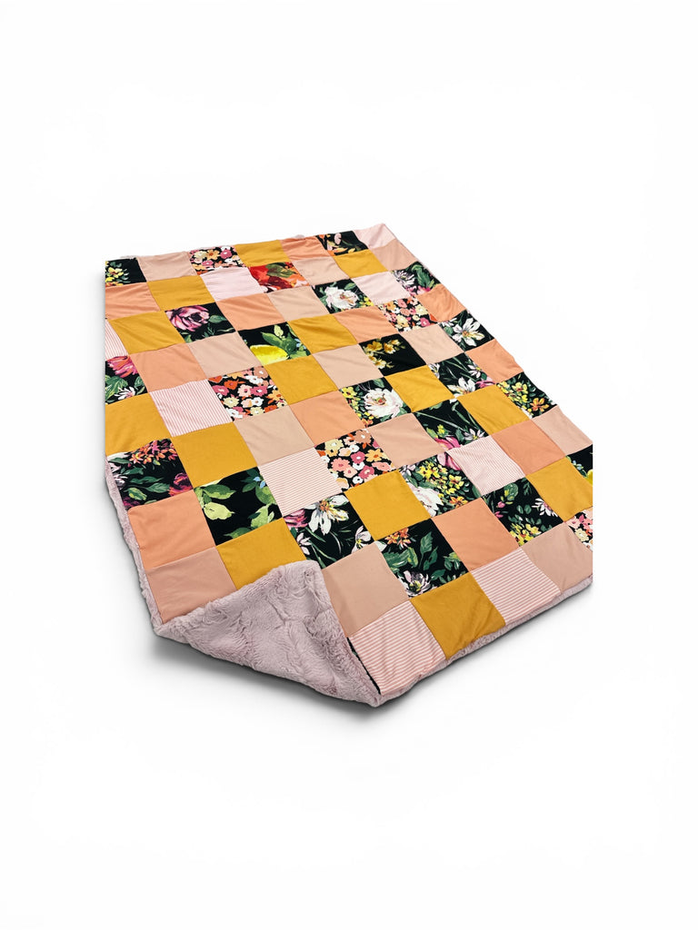 Cora Floral • Patchwork • Baby Sized Minky Blanket