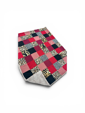 Cheetah • Patchwork • Baby Sized Minky Blanket