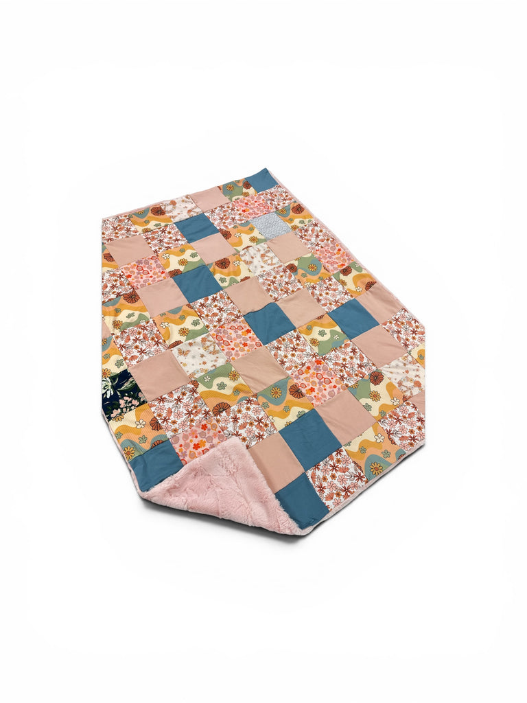 Sunnies Floral • Patchwork • Baby Sized Minky Blanket