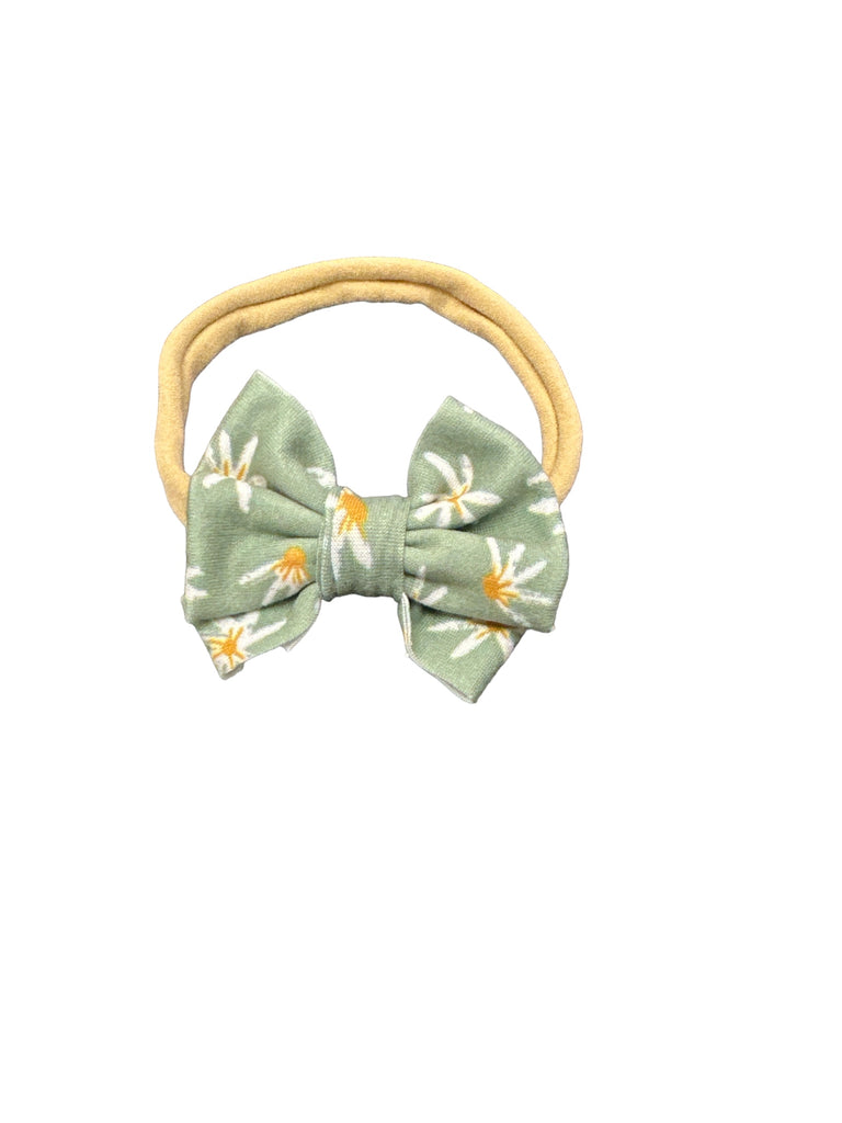 Sage Daisy Nylon Bow