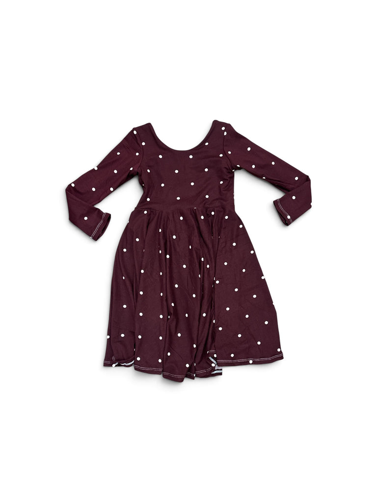 Burgundy polka dot • Baby/Youth Twirl Dress