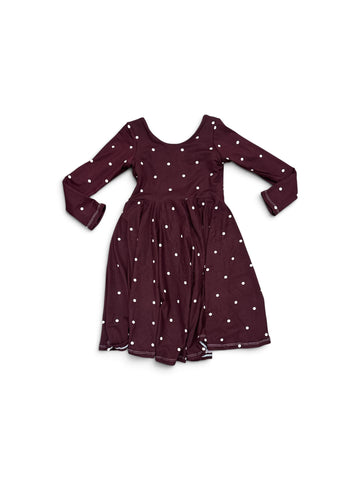 Burgundy polka dot • Baby/Youth Twirl Dress