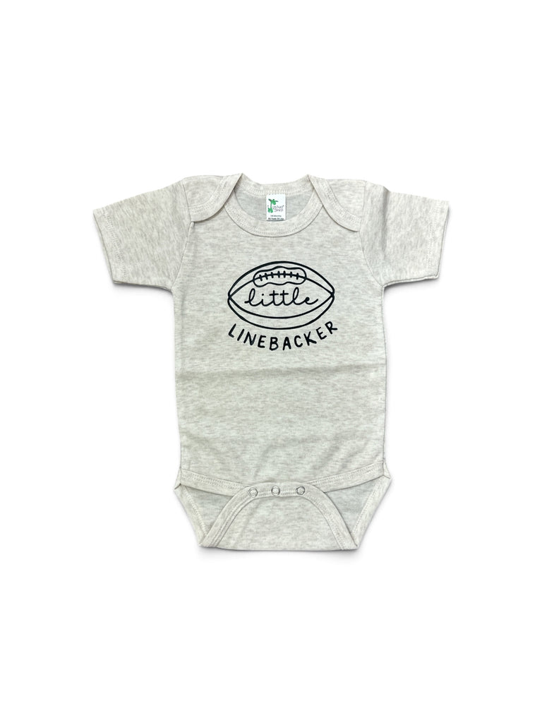 Little Linebacker • football • oatmeal baby bodysuit