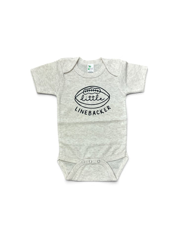 Little Linebacker • football • oatmeal baby bodysuit