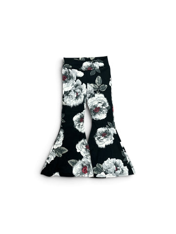Grey Floral Toddler Bell Bottoms