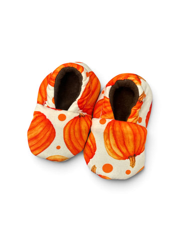 Handmade Soft Soled Slippers - Pumpkins