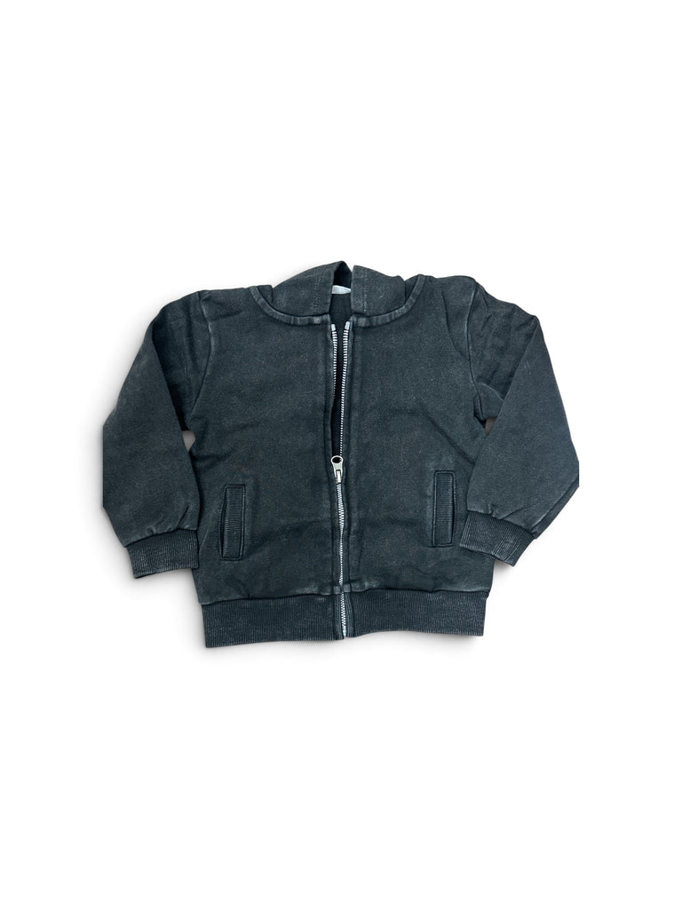Dark WashCharcoal Full-Zip Hoodie