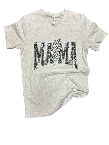 Mama • Distresssed Lightning Bolt • v-neck graphic tee