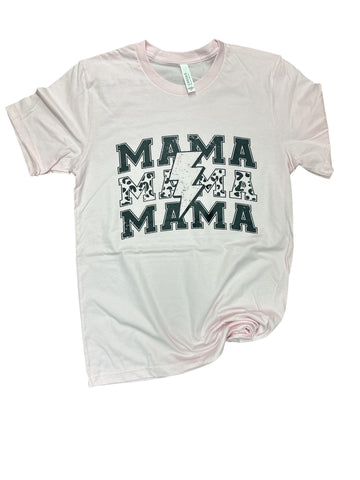 Mama • Cheetah • Lightning Bolt • Light Pink • graphic tee