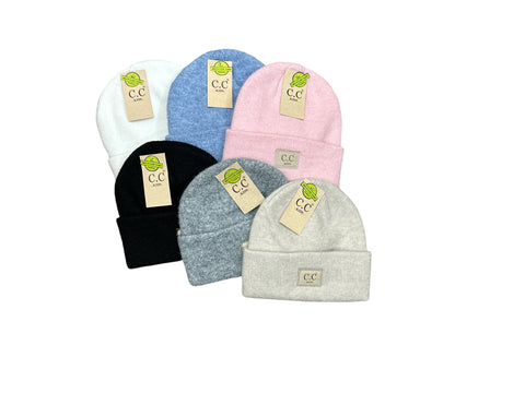 Kids Soft Ribbed Leather Patch CC Beanie