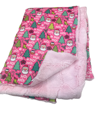 Pink Christmas • Baby Sized Minky Blanket