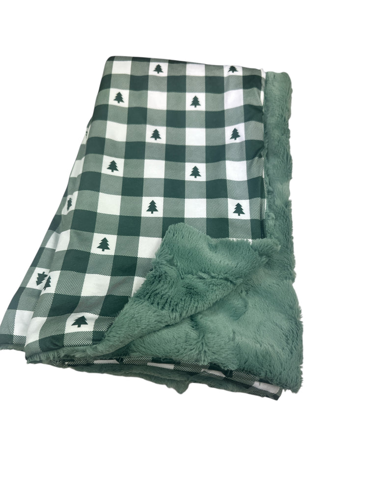 Pine Tree Plaid • Baby Sized Minky Blanket