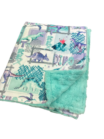 Girly Trex Dino • Toddler Sized Minky Blanket