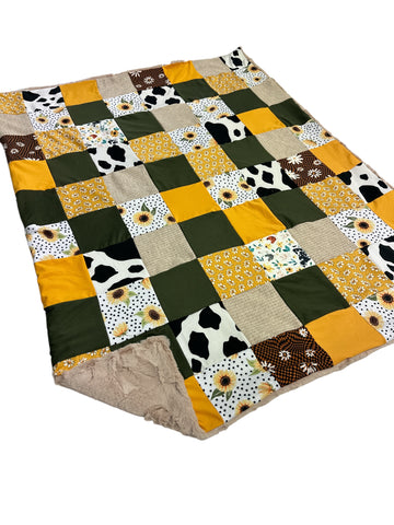 Farm Girl • Patchwork • Baby Sized Minky Blanket