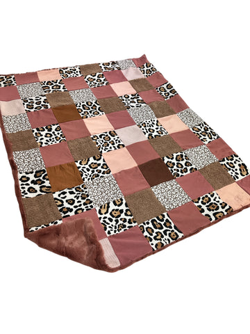 Cheetah Girl • Patchwork • Baby Sized Minky Blanket