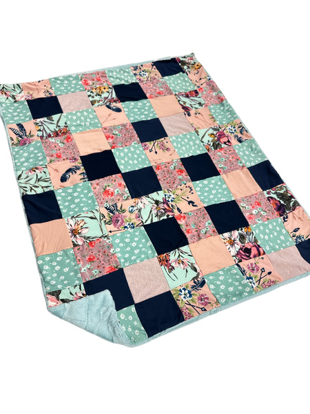 Blakely Floral • Patchwork • Baby Sized Minky Blanket