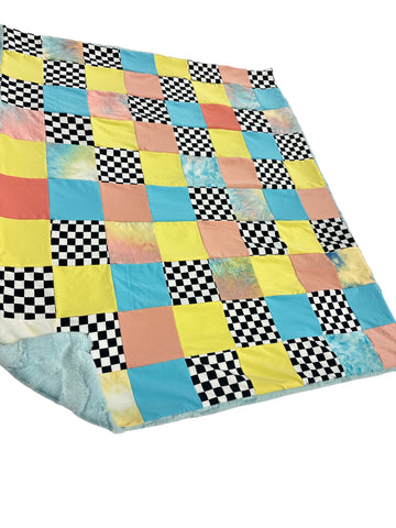 Pastel Checker • Patchwork • Baby Sized Minky Blanket