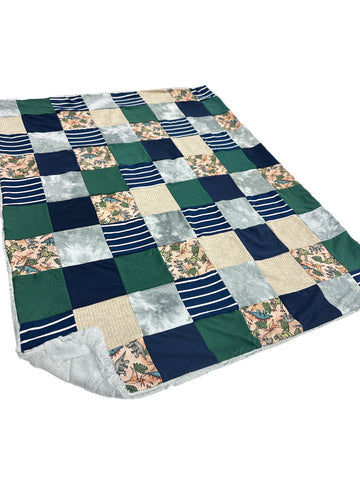 Dinosaur • Patchwork • Baby Sized Minky Blanket