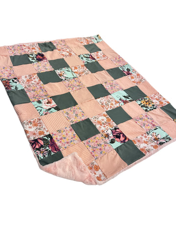 Wrenley Floral • Patchwork • Baby Sized Minky Blanket