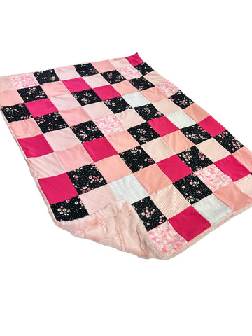 Lyla Floral • Patchwork • Baby Sized Minky Blanket