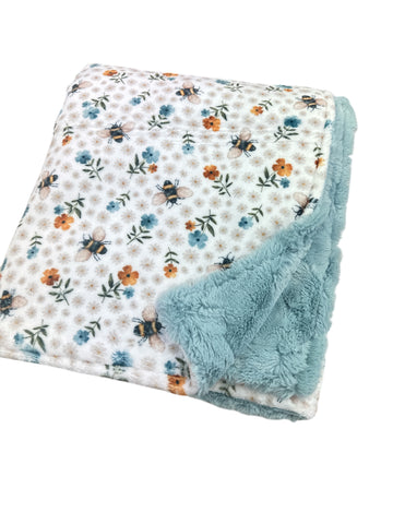 Bees and Blooms • Toddler Sized Minky Blanket
