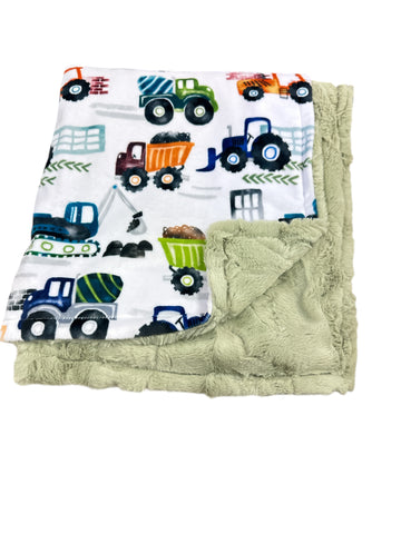 Trucks • Toddler Sized Minky Blanket