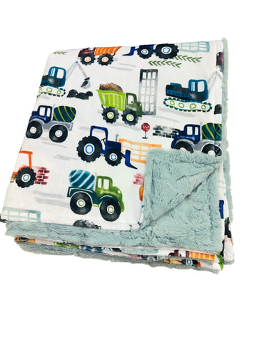 Trucks • Toddler Sized Minky Blanket
