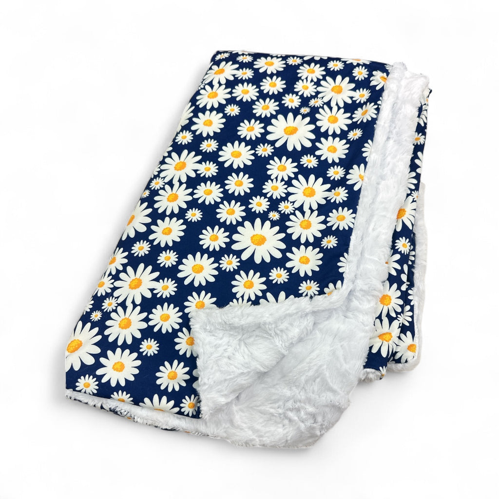 Navy Daisy • Baby Sized Minky Blanket