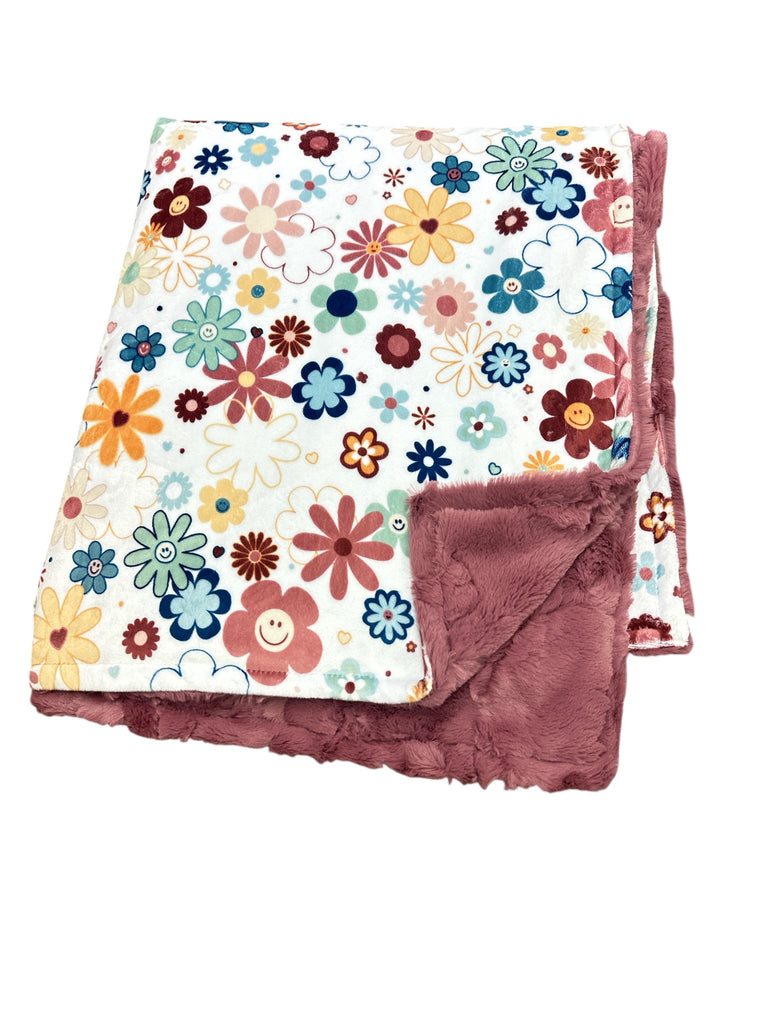Groovy Floral • Toddler Sized Minky Blanket