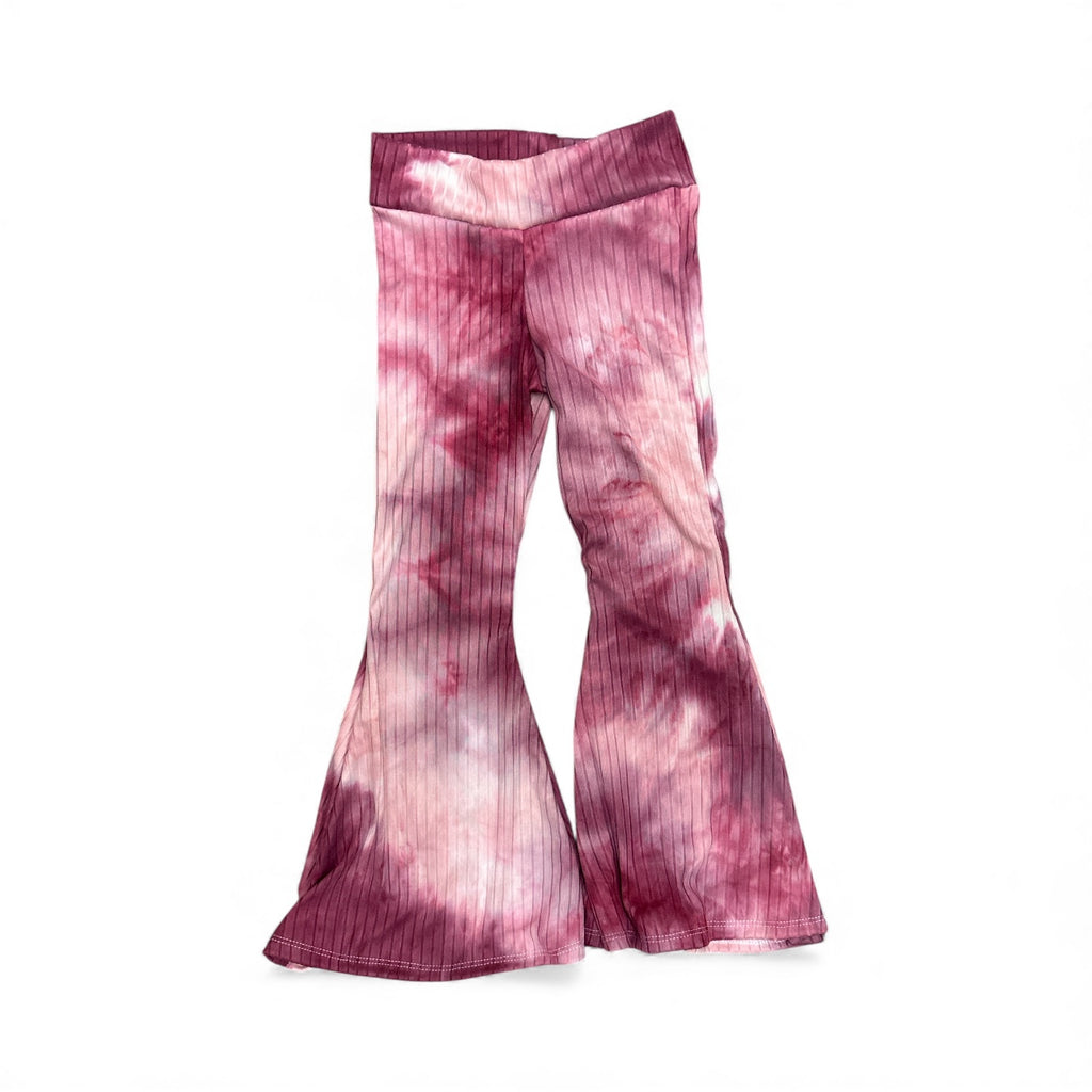 Pink Tie Dye Ribbed Toddler Bell Bottoms
