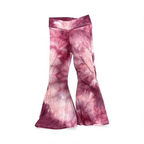 Pink Tie Dye Ribbed Toddler Bell Bottoms
