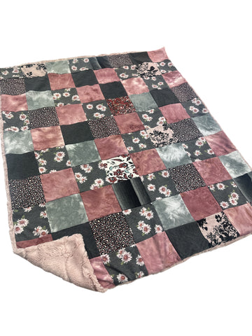 Heather Daisy • Patchwork • Baby Sized Minky Blanket