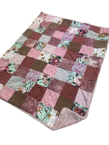 Katrina Floral • Patchwork • Baby Sized Minky Blanket