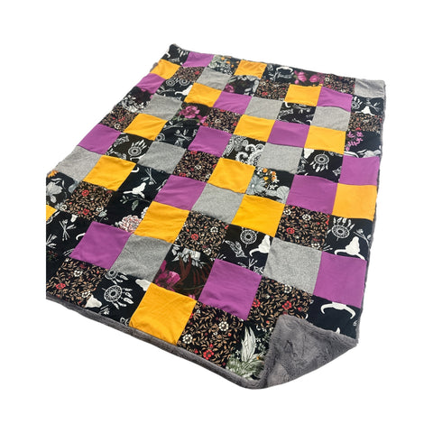 Boho Floral • Patchwork • Baby Sized Minky Blanket