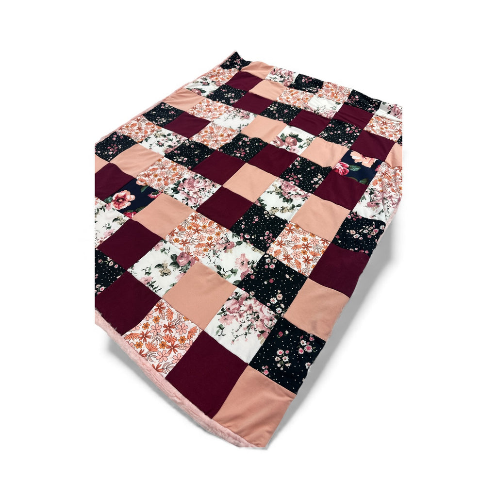 Lyla Floral • Patchwork • Baby Sized Minky Blanket