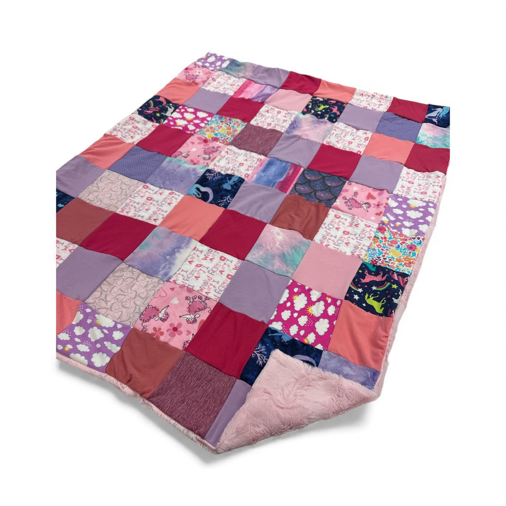 Girly Girl • Patchwork • Baby Sized Minky Blanket
