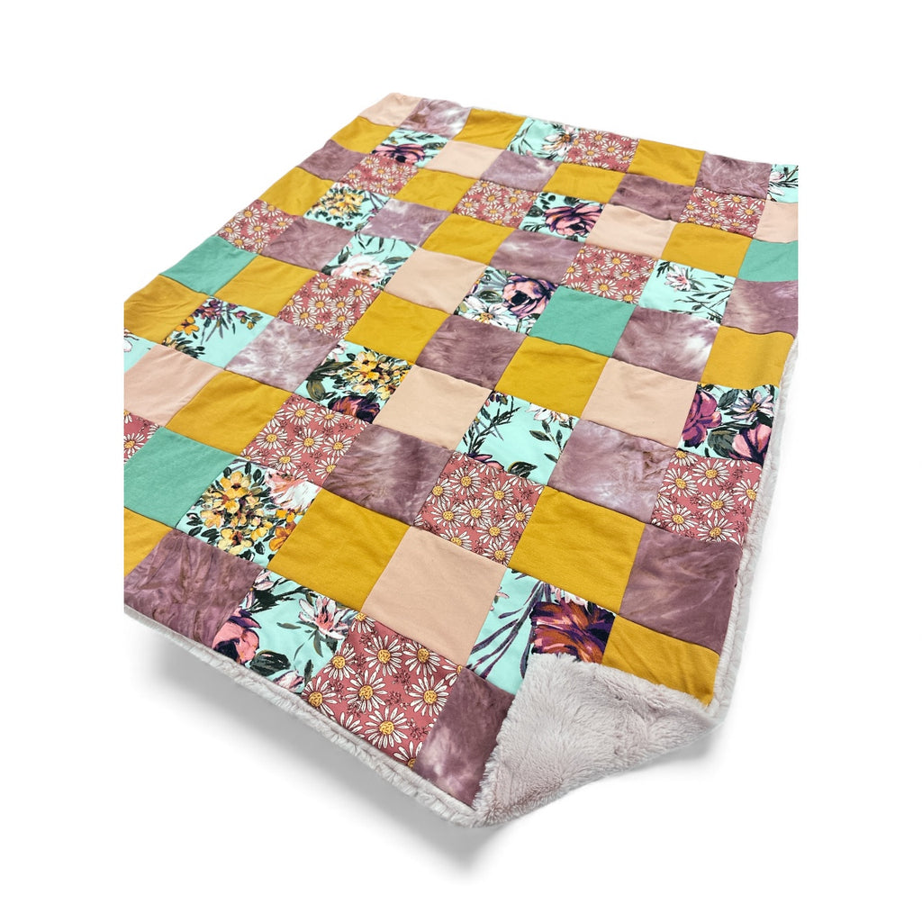 Brylee Floral • Patchwork • Baby Sized Minky Blanket