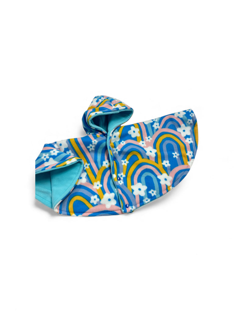 Rainbow Flowers + Blue Car Seat Poncho