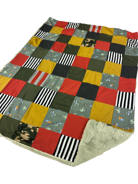 Construction • Patchwork • Baby Sized Minky Blanket