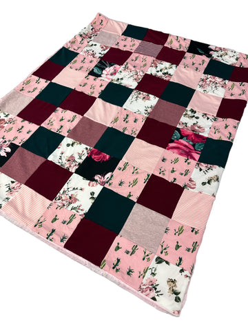 Annie Floral • Patchwork • Baby Sized Minky Blanket