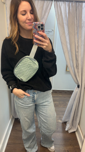 Pleated Faux Leather C.C Belt Bag