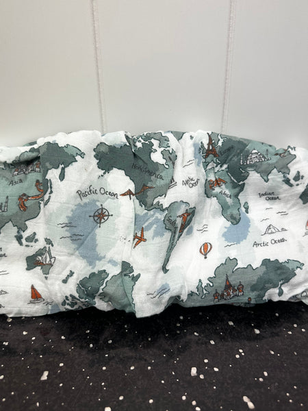 World Map Oh-So-Soft Muslin Changing Pad Cover