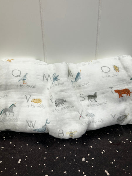 Animal Alphabet Oh-So-Soft Muslin Changing Pad Cover
