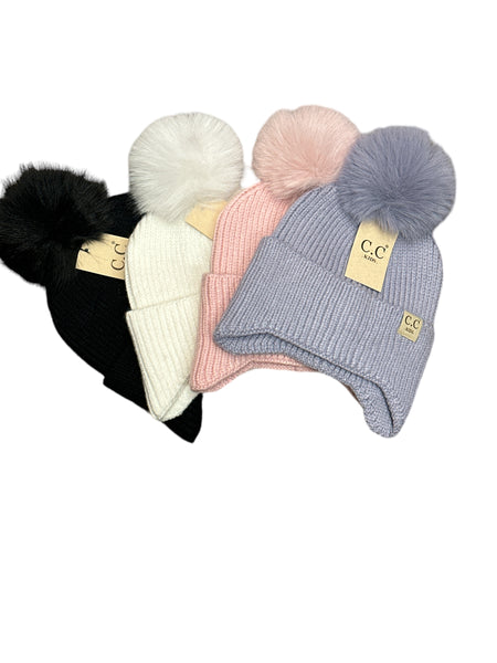 C.C. KIDS Earflap Pom Beanie