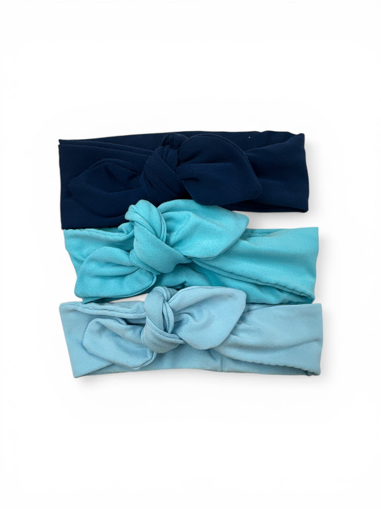 Knot bow headband - blue tones